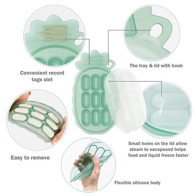 Silicone Pineapple Tray & Food Feeder with Cover Set